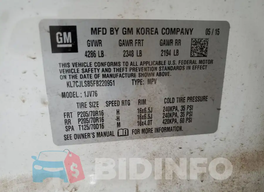 KL7CJLSB5FB220951 Photo# 13