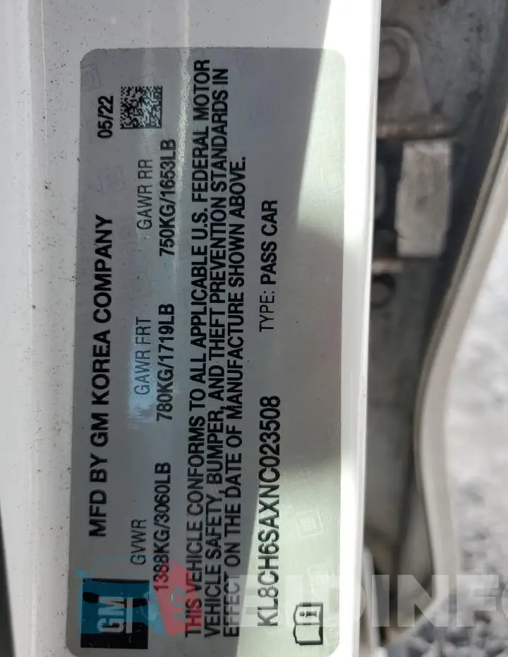 KL8CH6SAXNC023508 Photo# 12