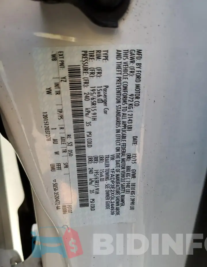 1FADP3E2XGL244939 Photo# 12