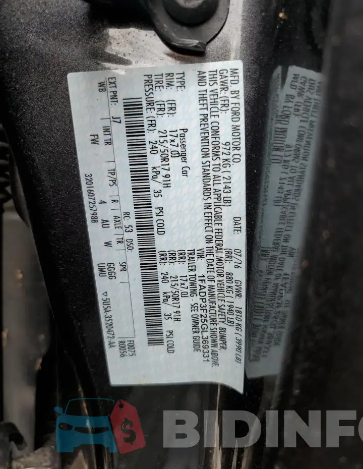 1FADP3F25GL369331 Photo# 12