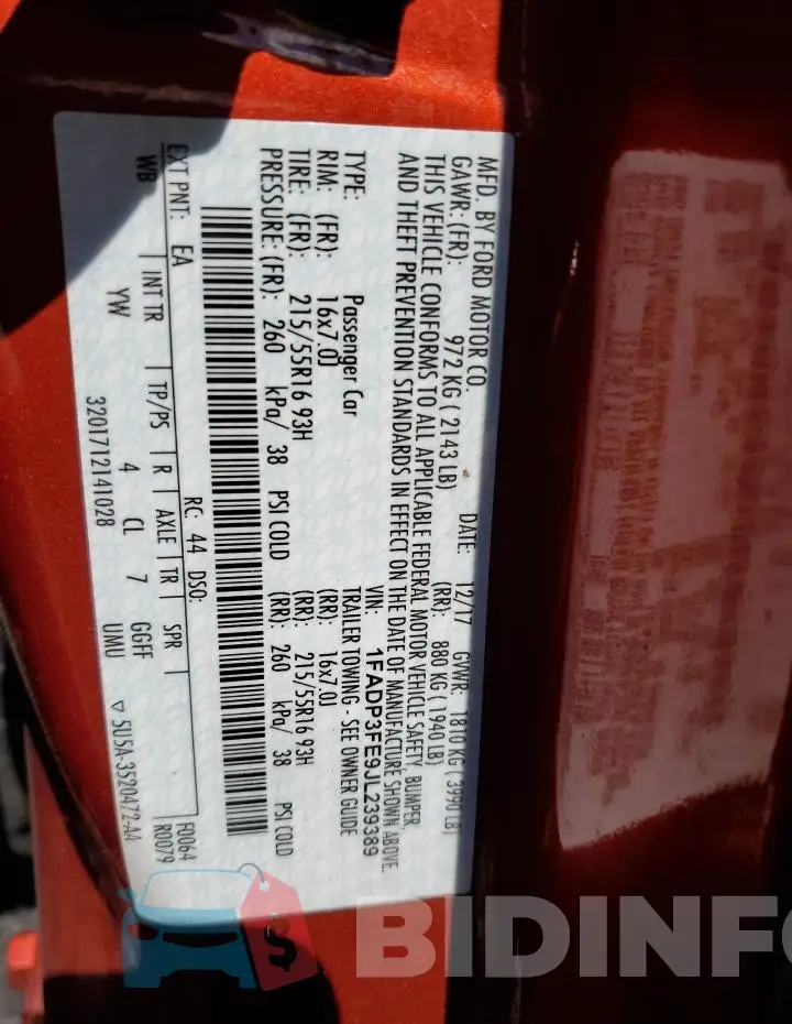 1FADP3FE9JL239389 Photo# 13