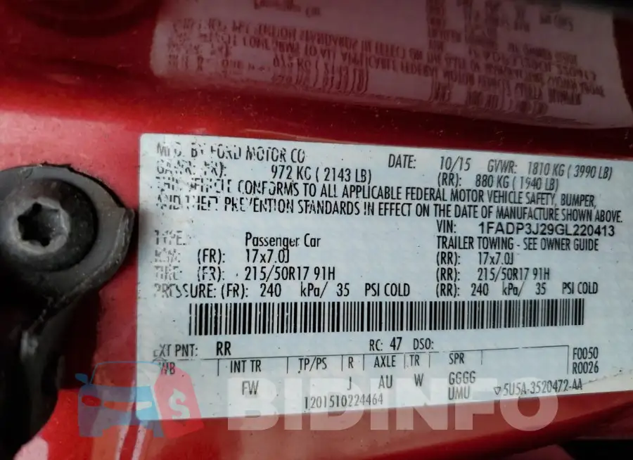 1FADP3J29GL220413 Photo# 13