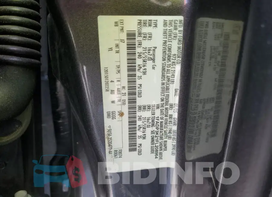 1FADP3K21FL208964 Photo# 12