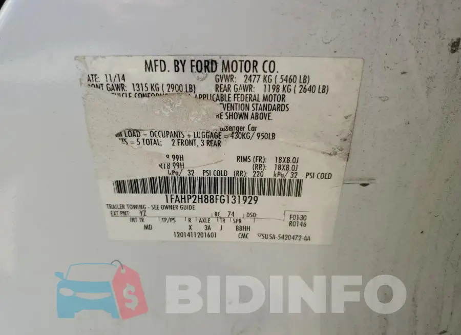 1FAHP2H88FG131929 Photo# 12