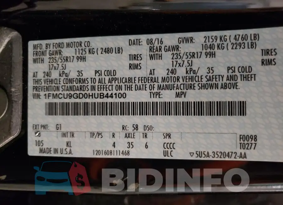 1FMCU9GD0HUB44100 Photo# 13