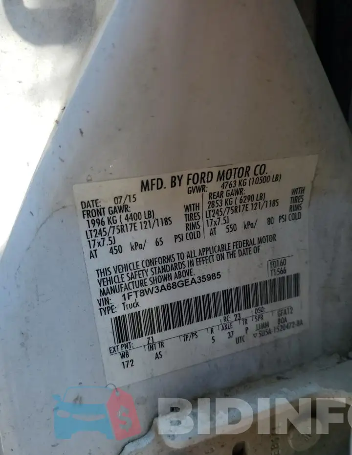 1FT8W3A68GEA35985 Photo# 13