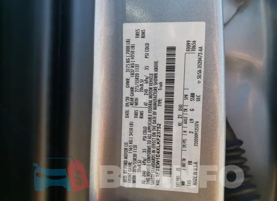 1FTEW1E4XLKF23752 Photo# 12