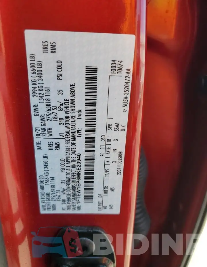 1FTEW1EP6MKE20940 Photo# 12