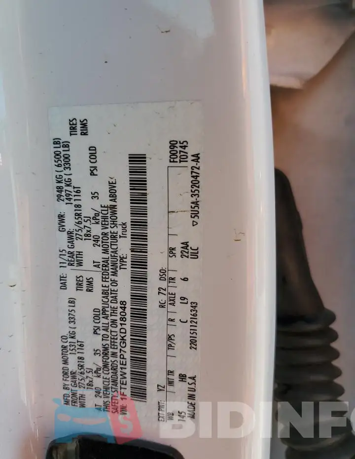 1FTEW1EP7GKD18048 Photo# 13