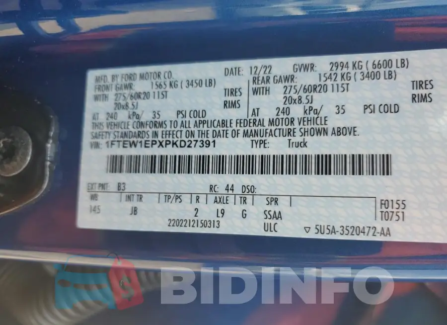 1FTEW1EPXPKD27391 Photo# 12