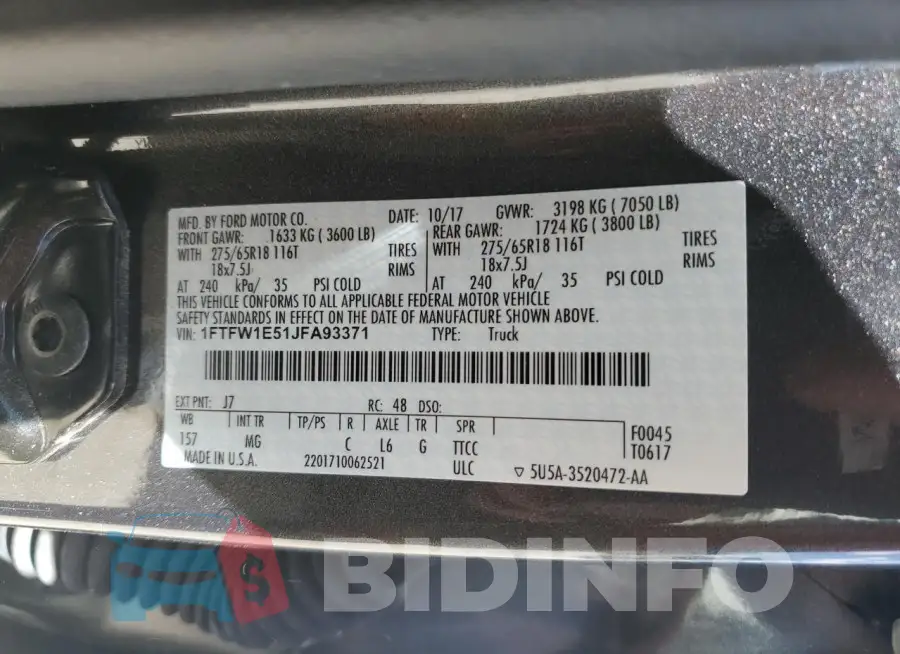 1FTFW1E51JFA93371 Photo# 12