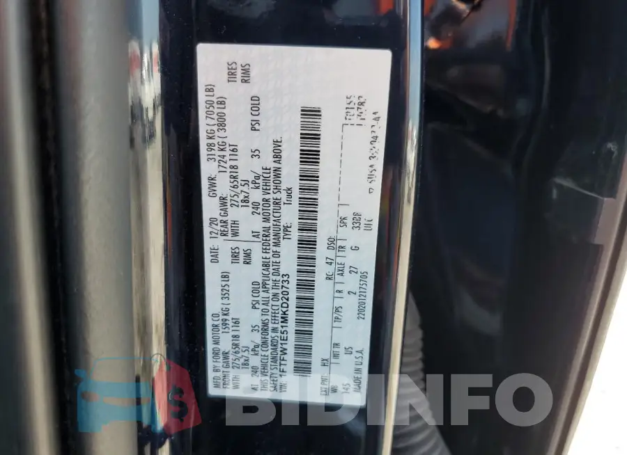 1FTFW1E51MKD20733 Photo# 13