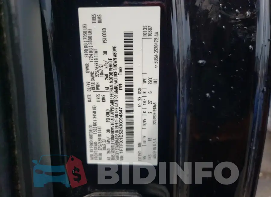 1FTFX1E52KKC94847 Photo# 13
