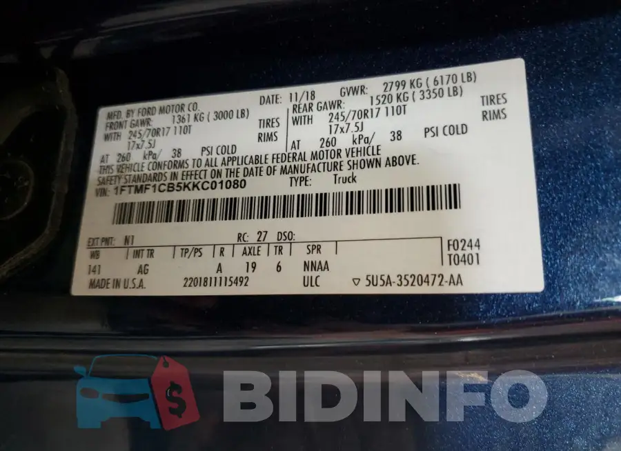 1FTMF1CB5KKC01080 Photo# 12