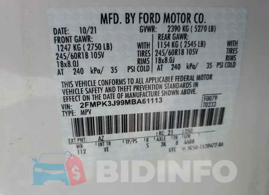2FMPK3J99MBA61113 Photo# 13