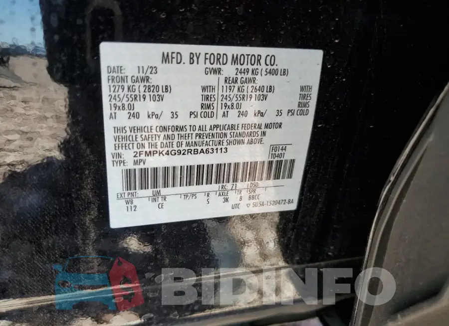 2FMPK4G92RBA63113 Photo# 12