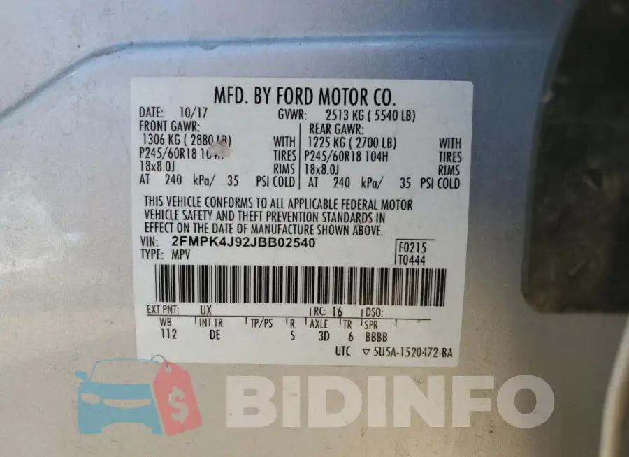 2FMPK4J92JBB02540 Photo# 13