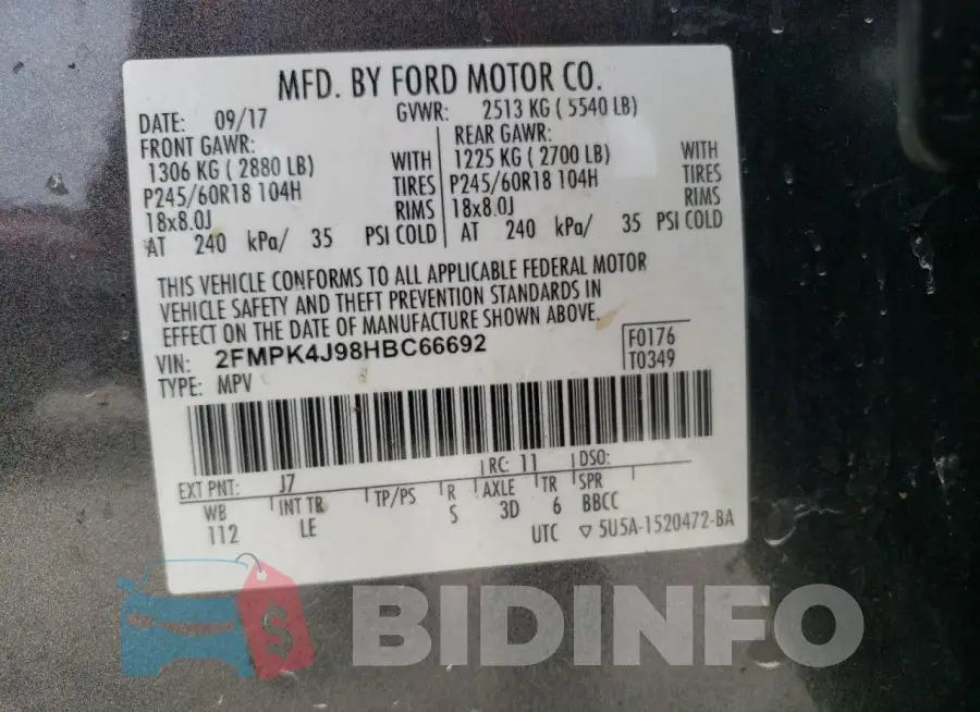 2FMPK4J98HBC66692 Photo# 13
