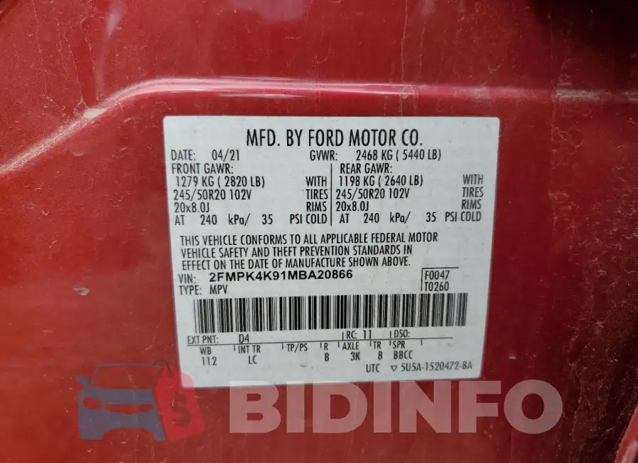 2FMPK4K91MBA20866 Photo# 13