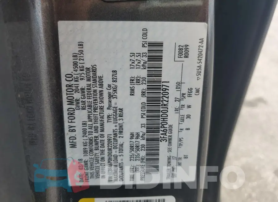 3FA6P0HD0JR220971 Photo# 12