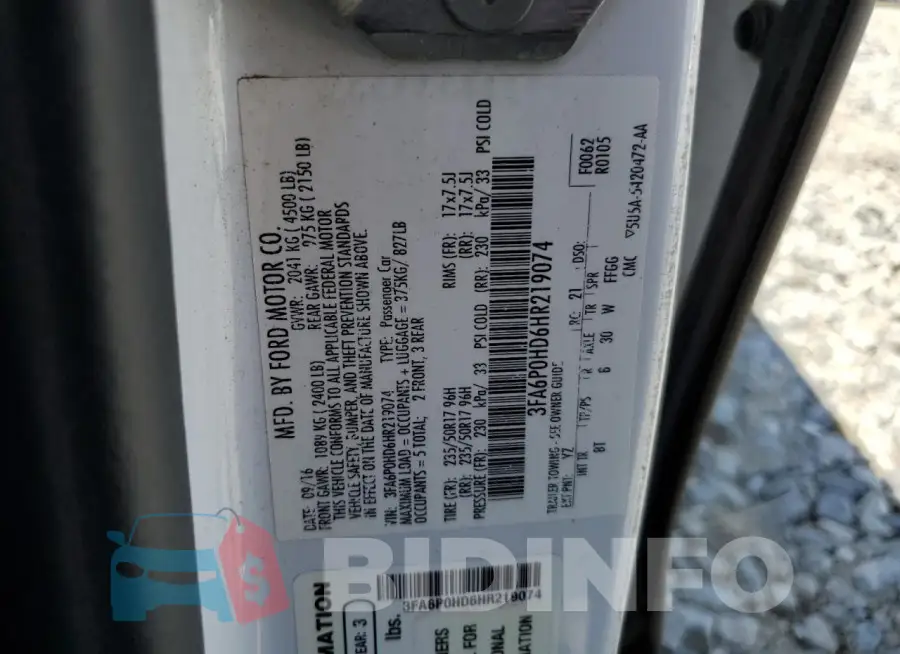 3FA6P0HD6HR219074 Photo# 12
