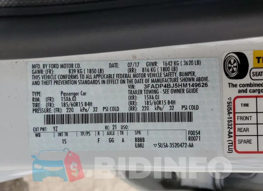 3FADP4BJ5HM149626 Photo# 12