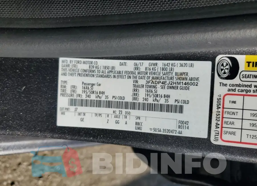 3FADP4EJ2HM146002 Photo# 13