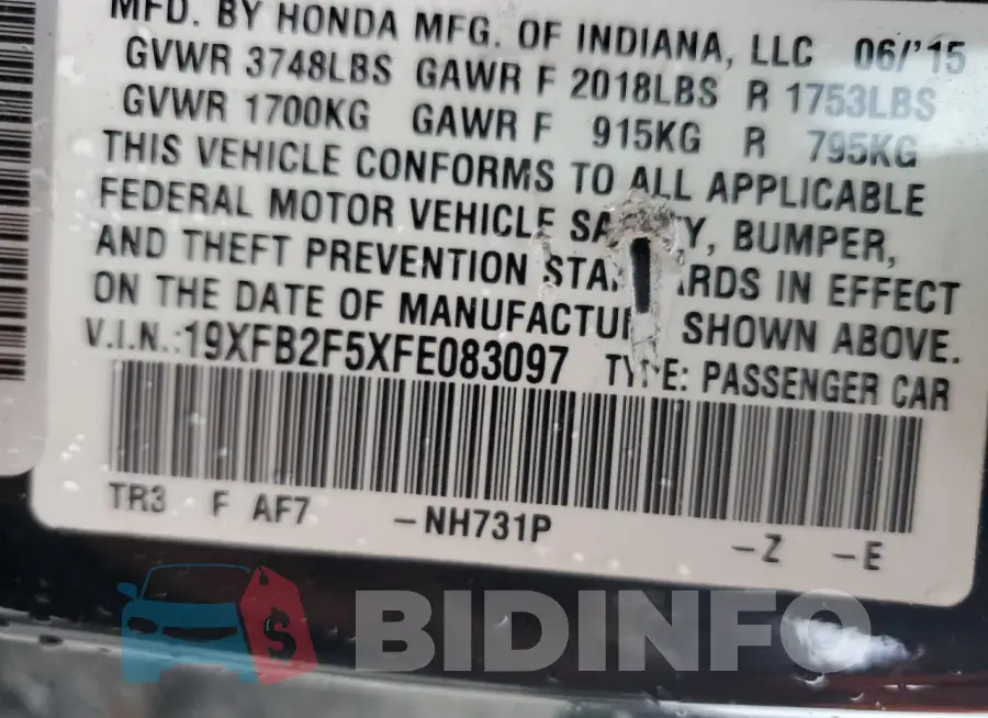19XFB2F5XFE083097 Photo# 12