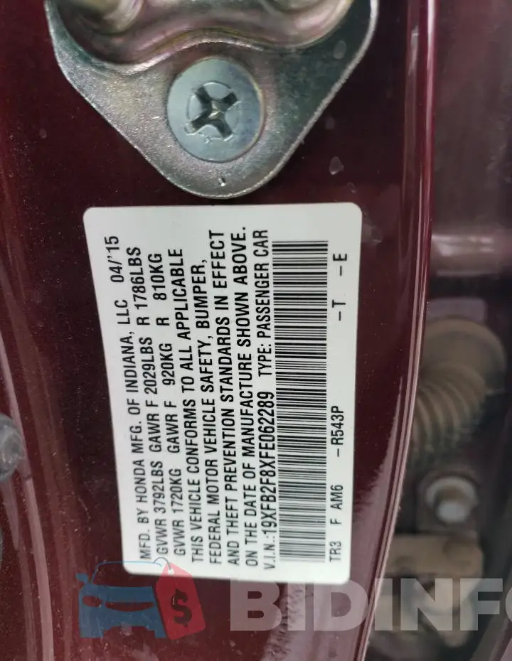 19XFB2F8XFE062289 Photo# 12