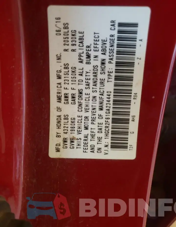 1HGCR2F61GA234440 Photo# 12
