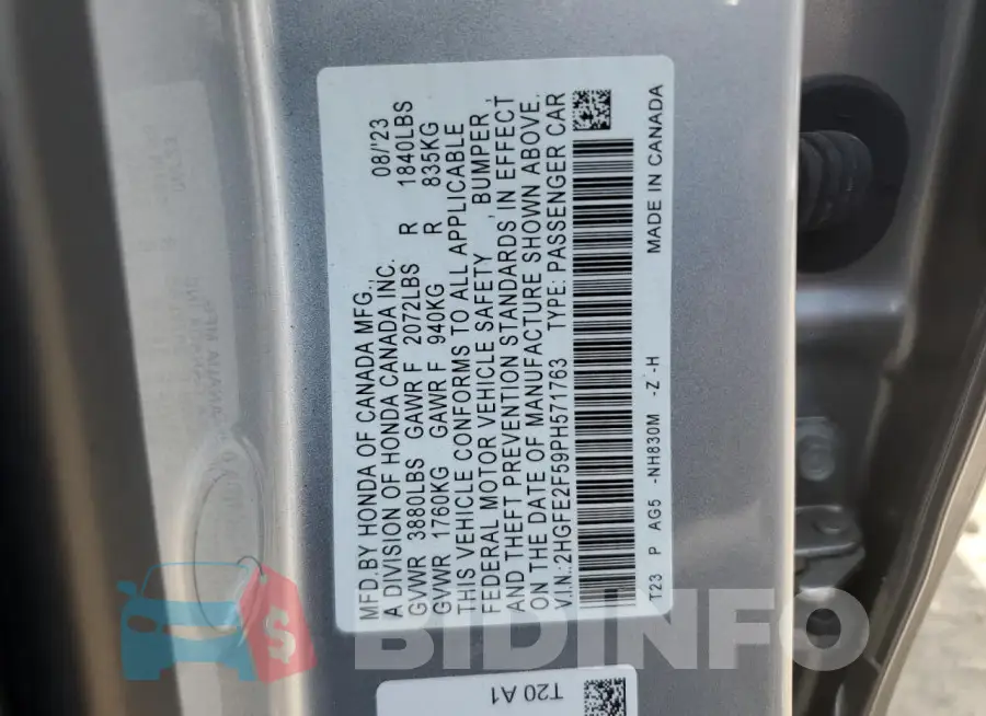 2HGFE2F59PH571763 Photo# 13