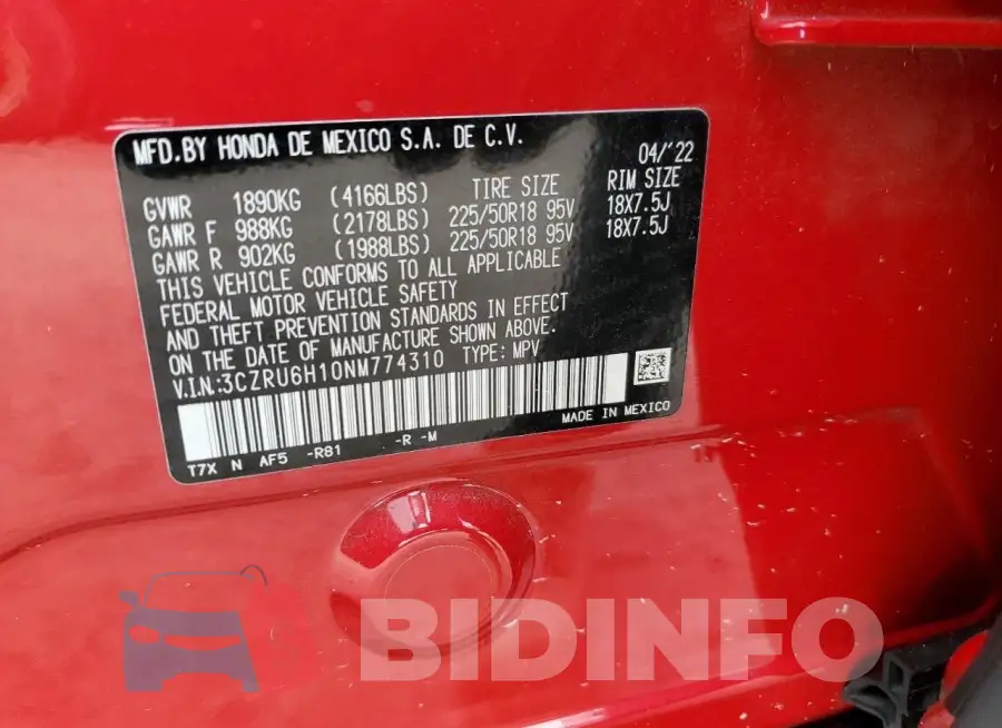 3CZRU6H10NM774310 Photo# 13