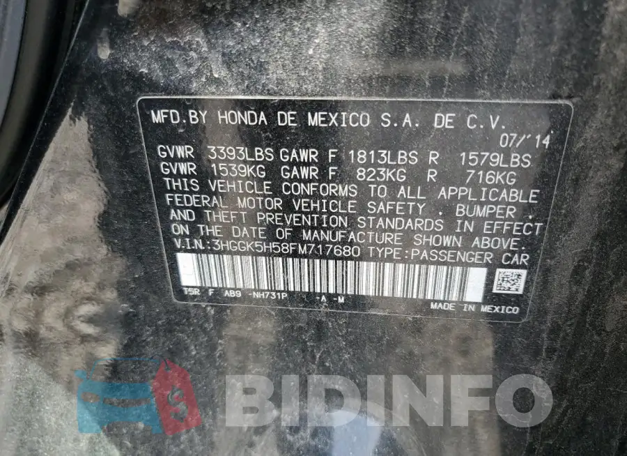 3HGGK5H58FM717680 Photo# 12