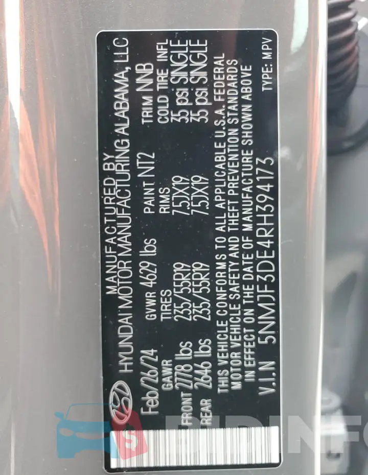 5NMJF3DE4RH394173 Photo# 14