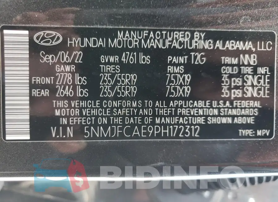 5NMJFCAE9PH172312 Photo# 14
