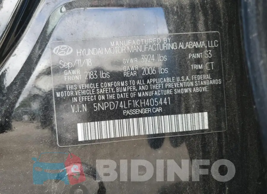 5NPD74LF1KH405441 Photo# 12