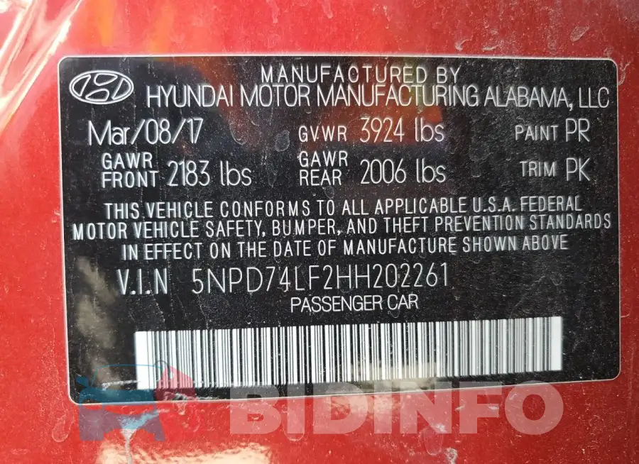 5NPD74LF2HH202261 Photo# 13
