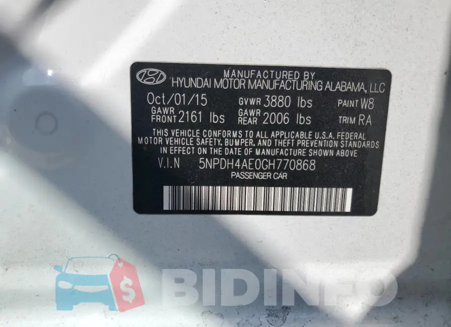 5NPDH4AE0GH770868 Photo# 13