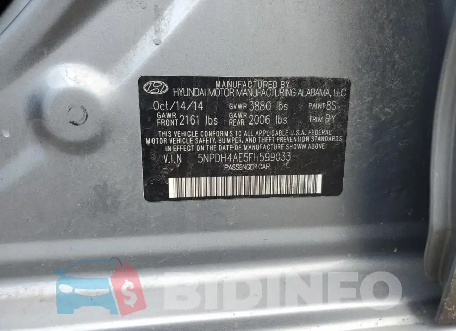 5NPDH4AE5FH599033 Photo# 12