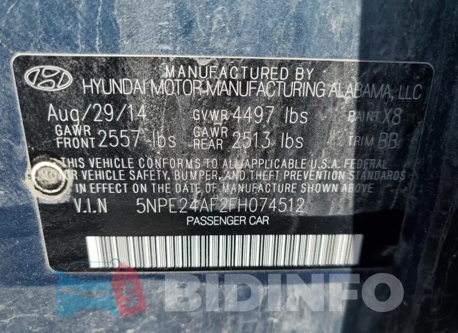 5NPE24AF2FH074512 Photo# 12