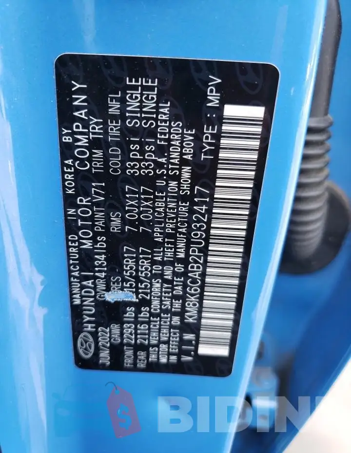 KM8K6CAB2PU932417 Photo# 13