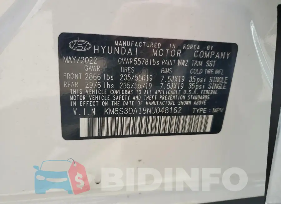 KM8S3DA18NU048162 Photo# 14