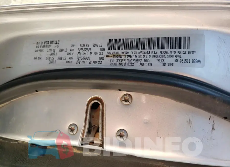 3C6RR7LT0HG735877 Photo# 12