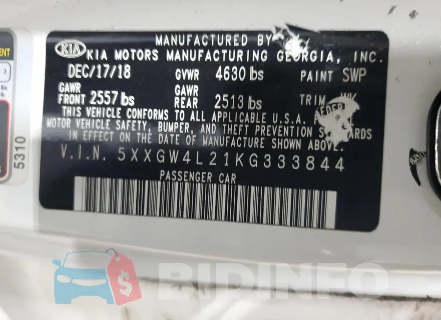 5XXGW4L21KG333844 Photo# 12