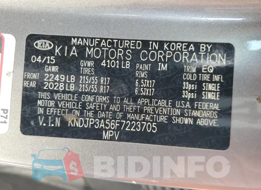 KNDJP3A56F7223705 Photo# 12