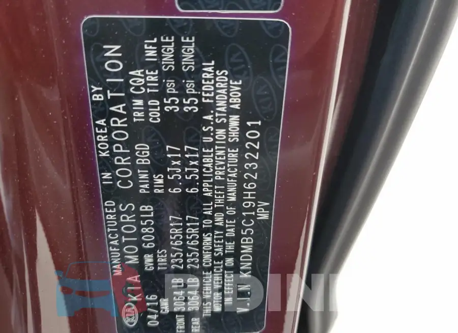 KNDMB5C19H6232201 Photo# 13