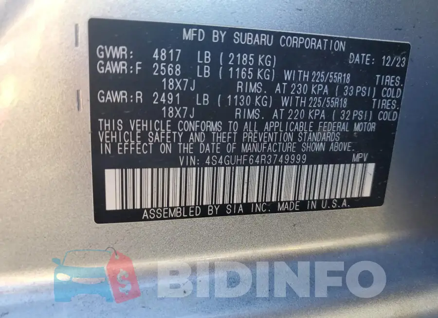 4S4GUHF64R3749999 Photo# 14