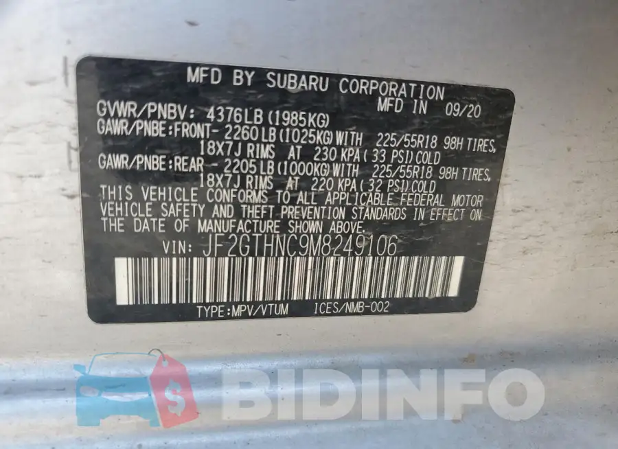 JF2GTHNC9M8249106 Photo# 13