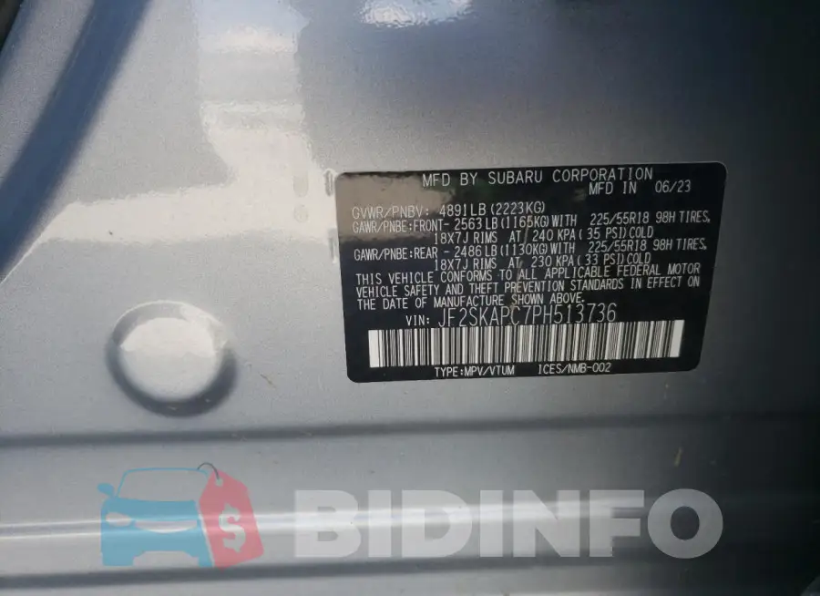 JF2SKAPC7PH513736 Photo# 14