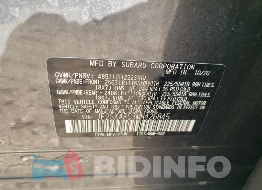JF2SKARC3MH426845 Photo# 13